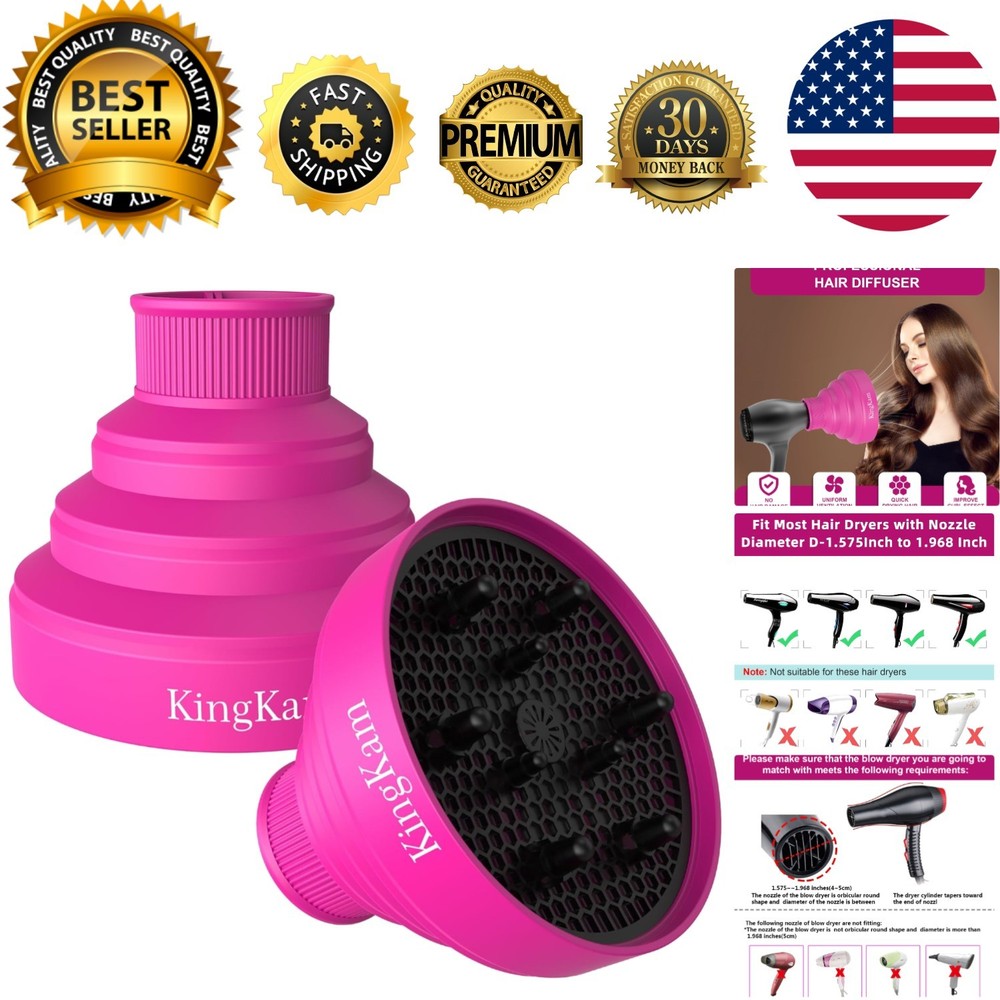 Efficient Silicone Hair Dryer Diffuser - Compact, Quick Drying, and Stylish Pink
