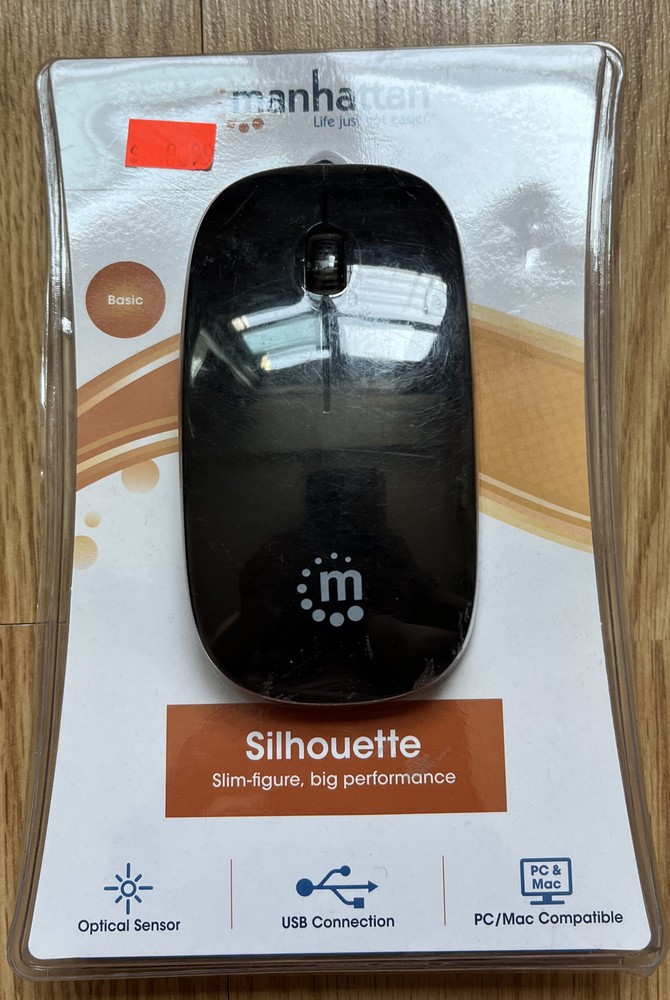 Black Manhattan Silhouette Wired Optical Mouse. Condition New.