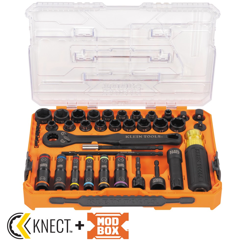 Klein Tools 65500KNECT KNECT Pass Through Impact Socket Set 39-Piece
