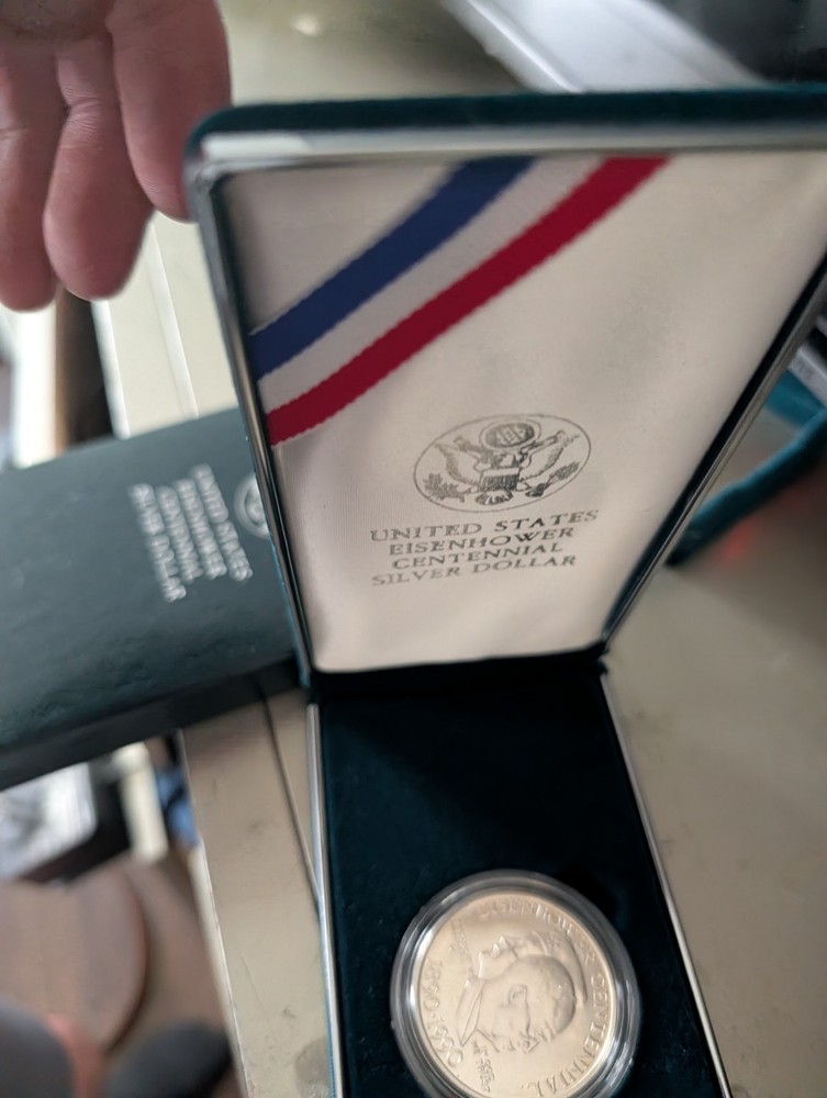 1990-P US Eisenhower Centennial Silver Dollar Proof Coin w/ Box COA Mint