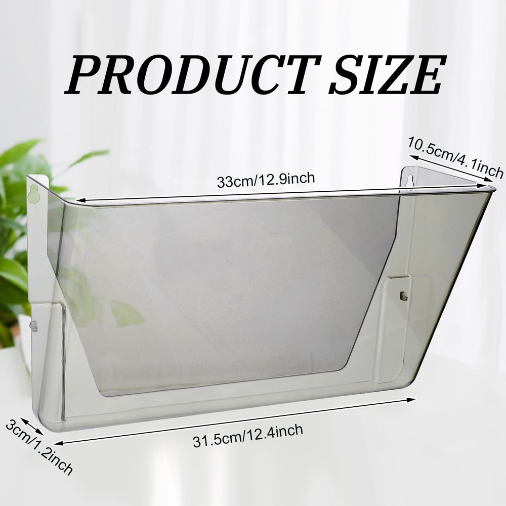 Colarr 8 Pcs Wall File Holder Organizer Plastic Mount Mail Gray