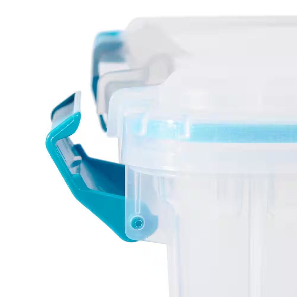 54 Qt. Plastic Stackable Storage Bin with Gasket Latch Lid, Clear (4-Pack)