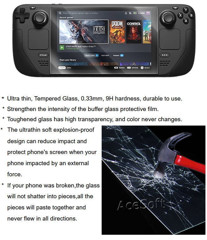 Bundle of Clear Screen Protector Back Silicone Protective Case for Steam Deck 7"