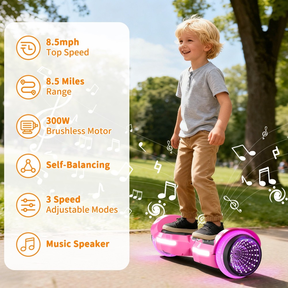 Commugo Electric Hoverboard Bluetooth Speaker Scooter Hoverboard for Kid UL 2272