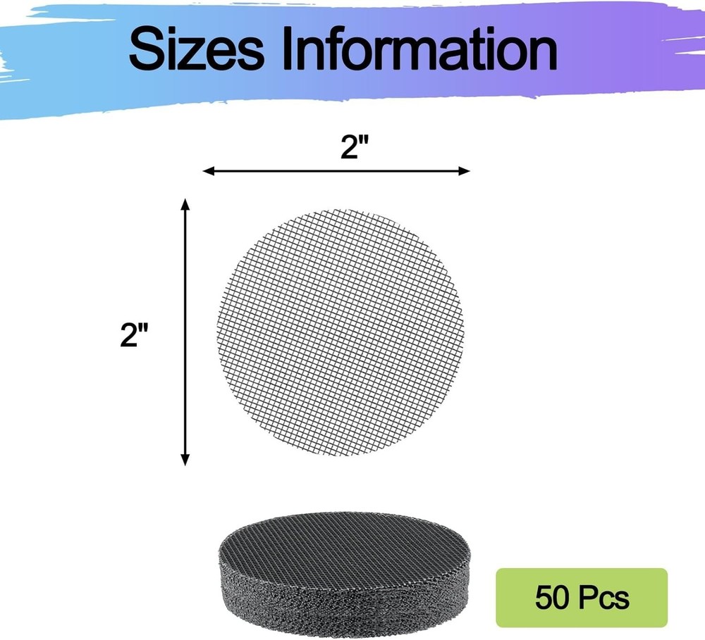 50 Pcs Round Mesh Screen for Plant Pot Drainage, 2 Inch Size, Solid Pattern