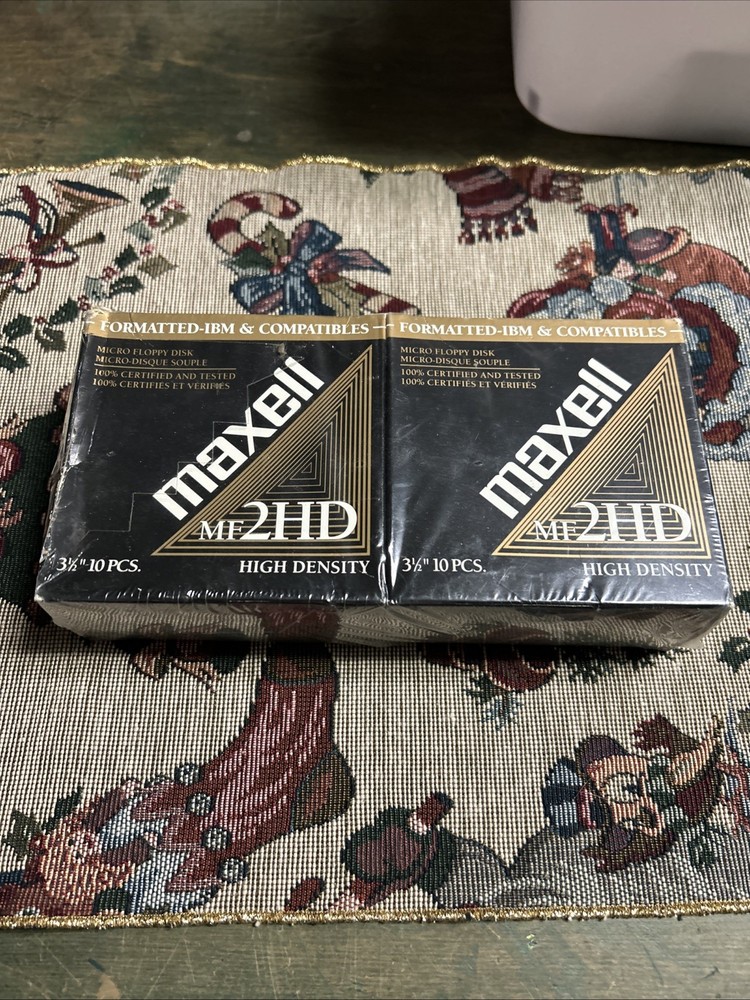 2-Maxell MF2HD 3.5" Micro Floppy Disks High Density Double Sided 10-Pack