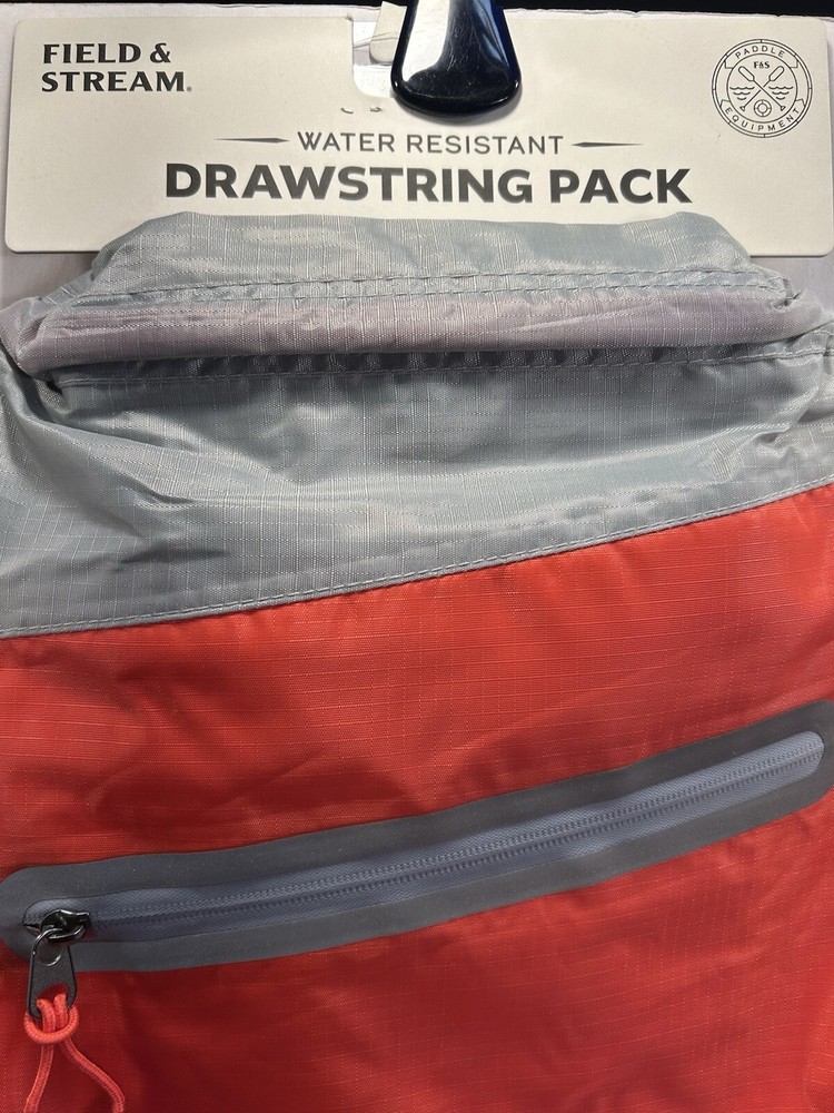 F&S, Field & Stream Water Resistant Drawstring Pack, Red/Grey