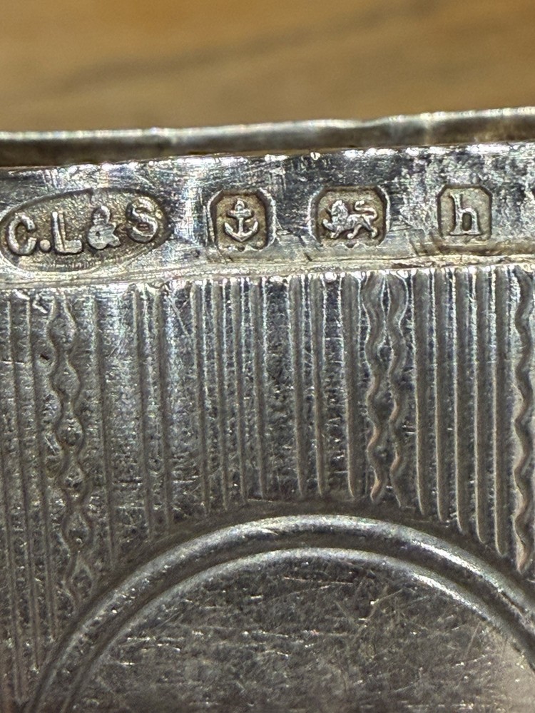 Edwardian Solid Silver Vesta Case Birmingham 1904 Engine Turned 38.5g Antique