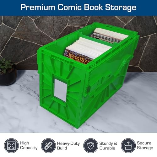 Short Comic Book Bin | Holds 150 Comics | Stackable Plastic Storage | Single