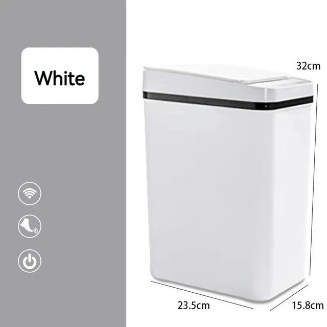 Kitchen Trash Can Toilet Bathroom Can Automatic Garbage Can with Lid ZERO TOUCH