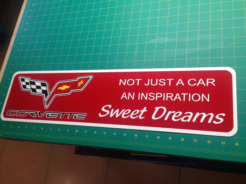 Red Corvette metal sign 6" x 24"