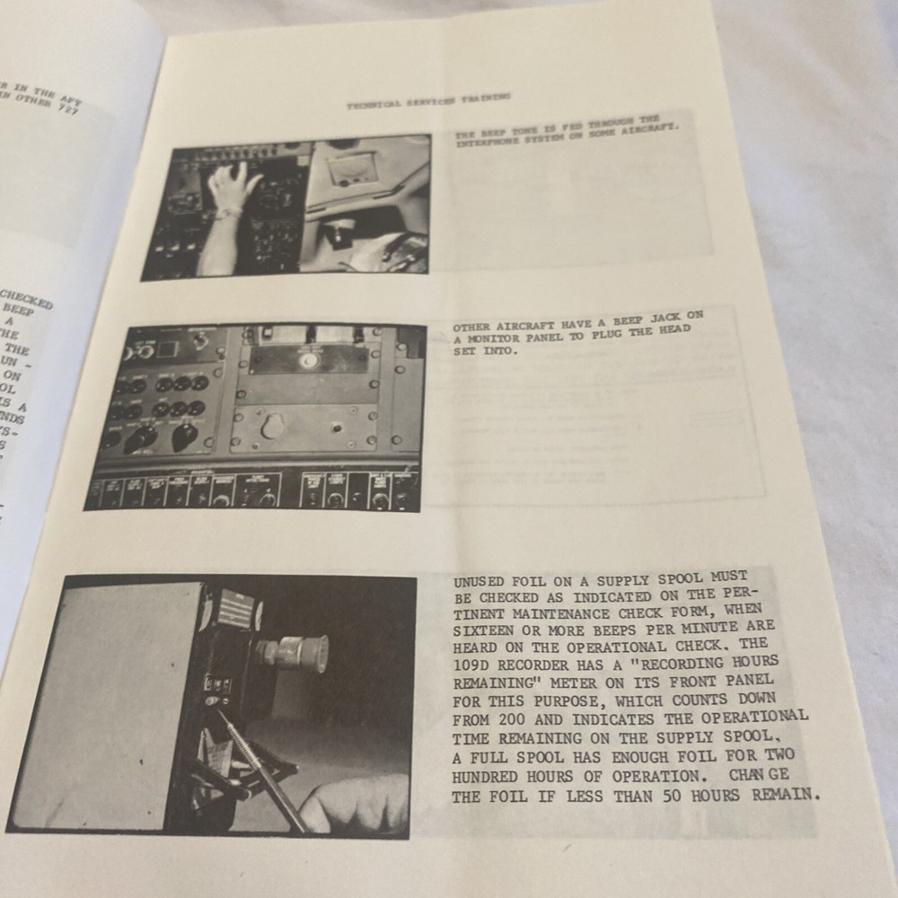 TWA FLIGHT RECORDER SERVICING TECHINICAL SERVICES TRAINING MANUAL MAY 1969 16pgs