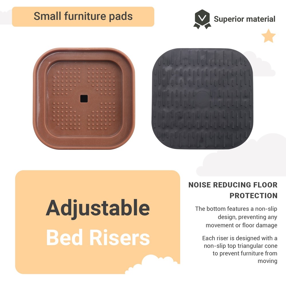 Furniture Risers Adjustable Bed Risers Desk Leg Risers 1.38Inch Stackable4168
