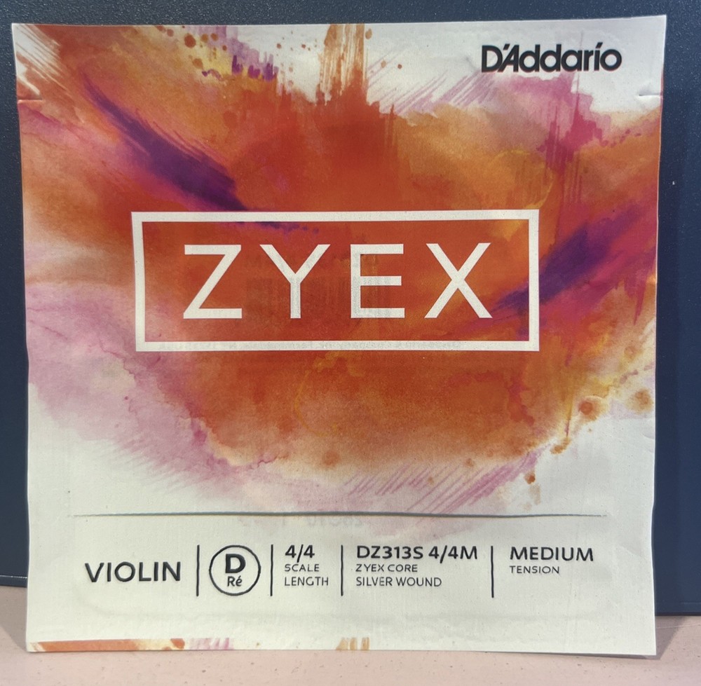 Single Silver Violin D String  4/4 Scale Medium Tension Wound Zyex