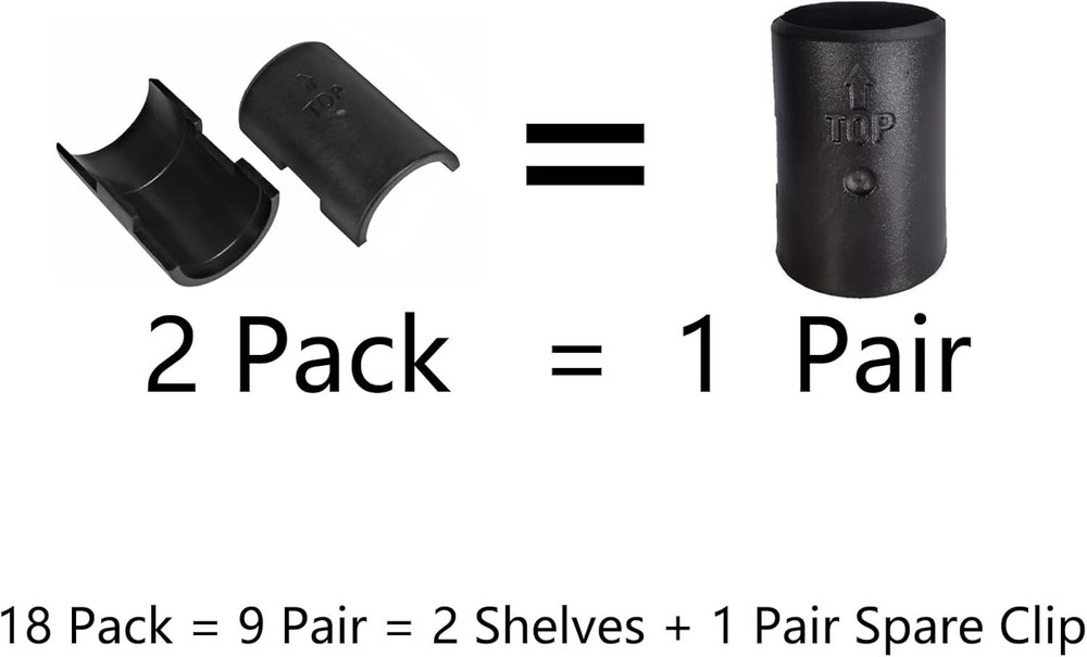 Durable 18 Pack Replacement Shelf Lock Clips for 1" Wire Shelving Posts