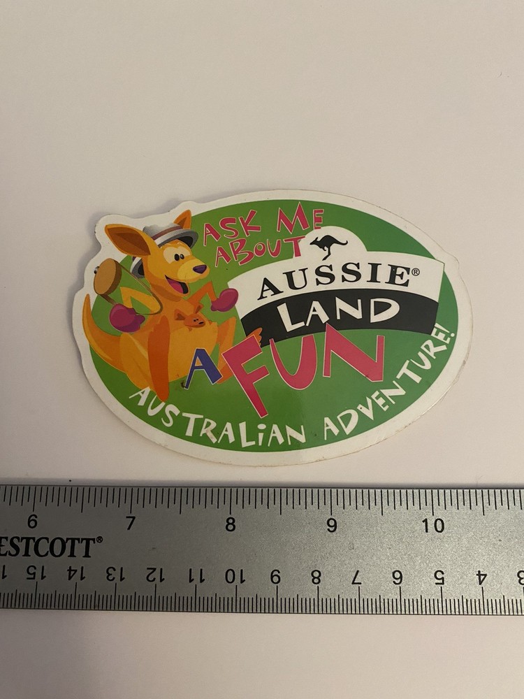 Ask Me About Aussie Land Pin Back Button Cardboard P104