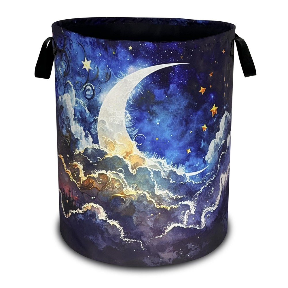 Night Moon Laundry Basket Oxford Cloth Starry Sky Laundry Hamper With Handle ...