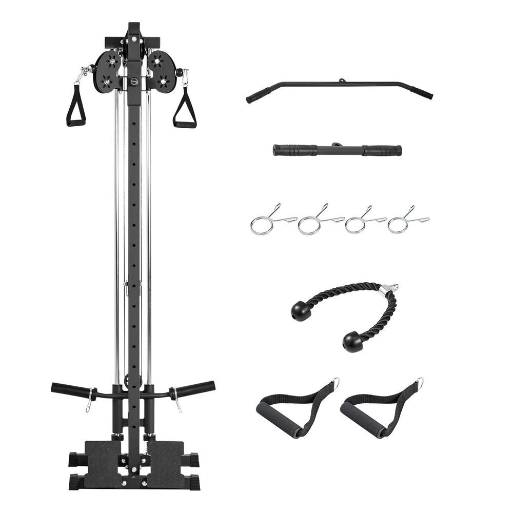 VEVOR LAT Pull Down Machine 3-in-1 Row Cable Machine with Wall-Mount Design