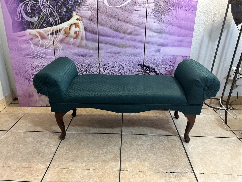 Vintage Mid Century Long Upholstered Long Bench