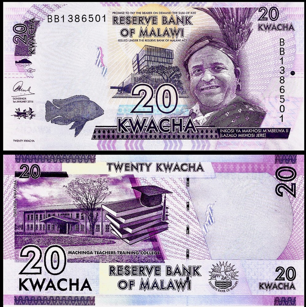 MALAWI 20 KWACHA 2012 P 57 UNC