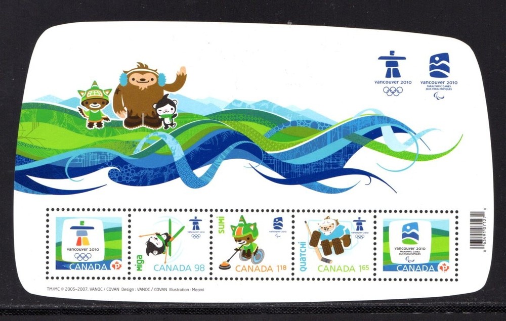 CANADA MINT SOUVENIR SHEET - SCOTT NO. 2305 - OLYMPIC EMBLEMS & MASCOTS - 2009