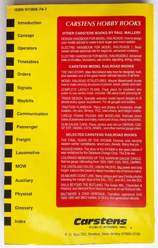 OPERATION HANDBOOK FOR MODEL RAILROADS By Paul Mallery (Detailed Reference)