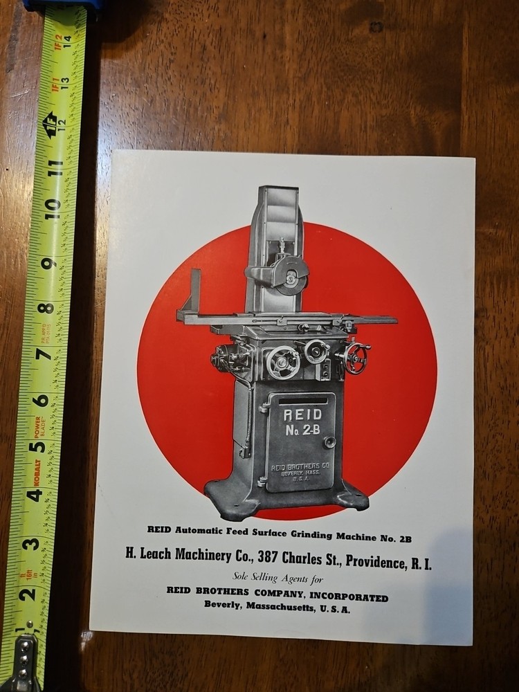 REID PRECISION GRINDERS MODEL 2-B SHEET RED #2