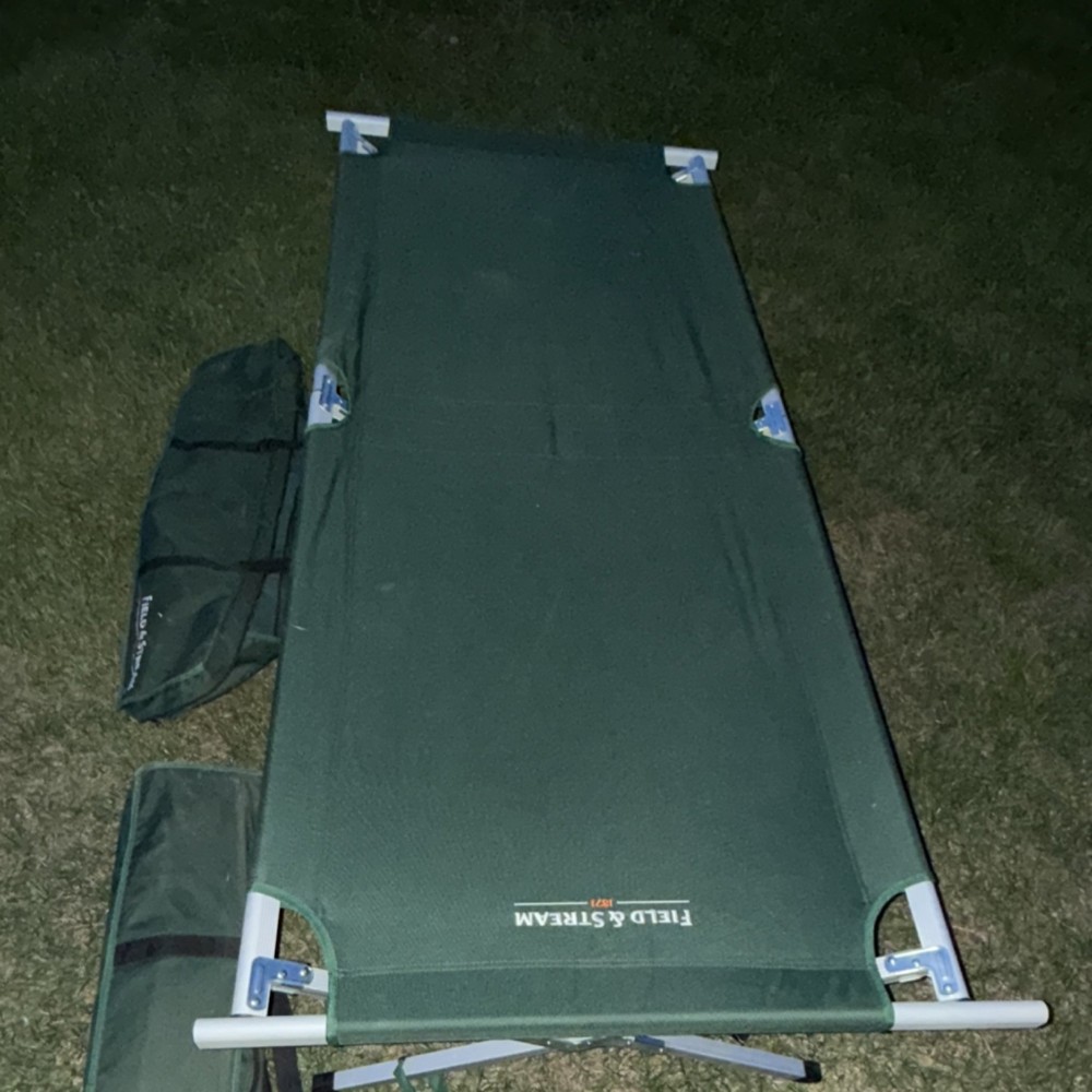Field & Stream Green Foldable Portable Camping Cot Canvas Metal Frame