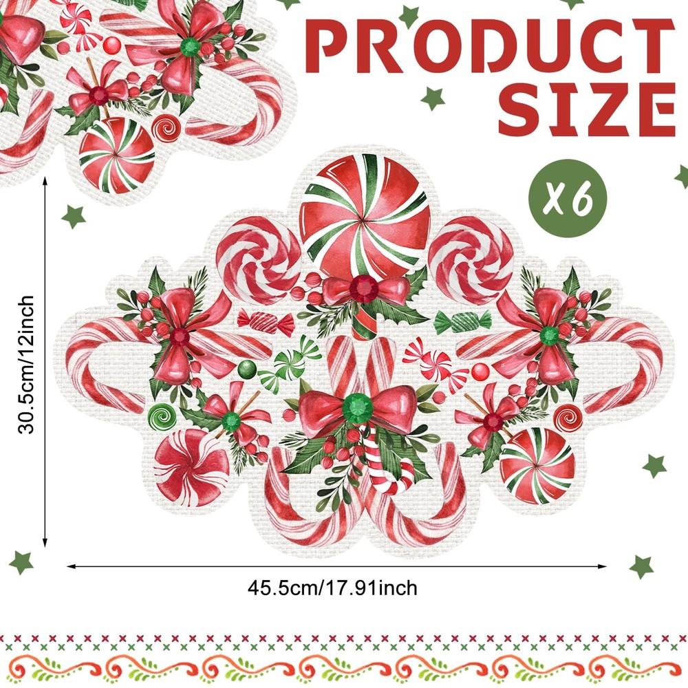 7 Pcs Table Runner Placemat - 13 x 72 Inch Candy Table Runner 6 Candy Place...