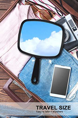 Handheld Vanity Mirror with Handle & Hanging Hole for Travel Desk Makeup