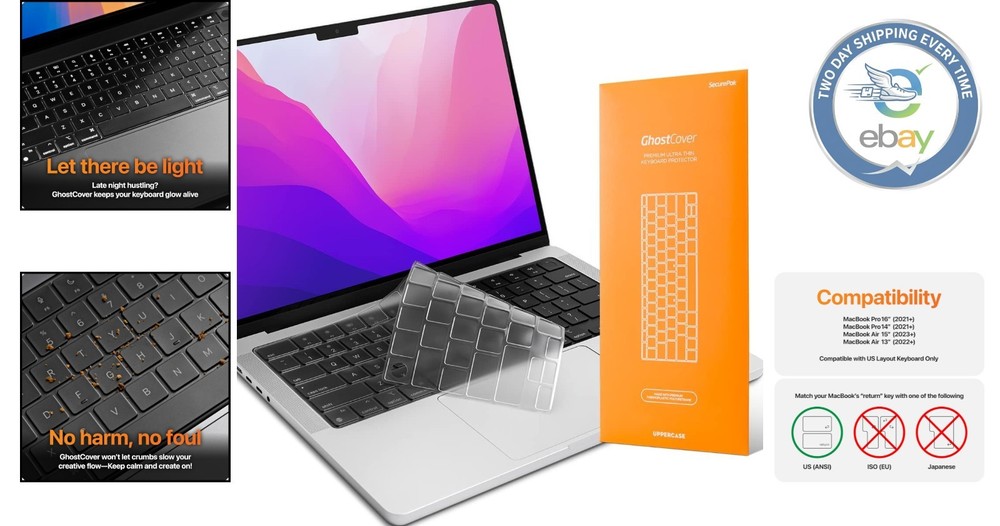 GhostCover Ultra Thin MacBook Keyboard Protector for M1/M2 Pro/Air Models