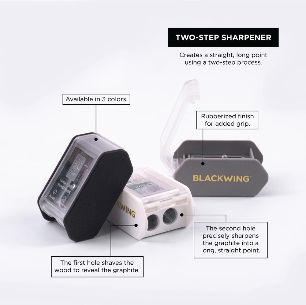 Blackwing Pencil Sharpener, Two-Step Sharpener, Black 104285