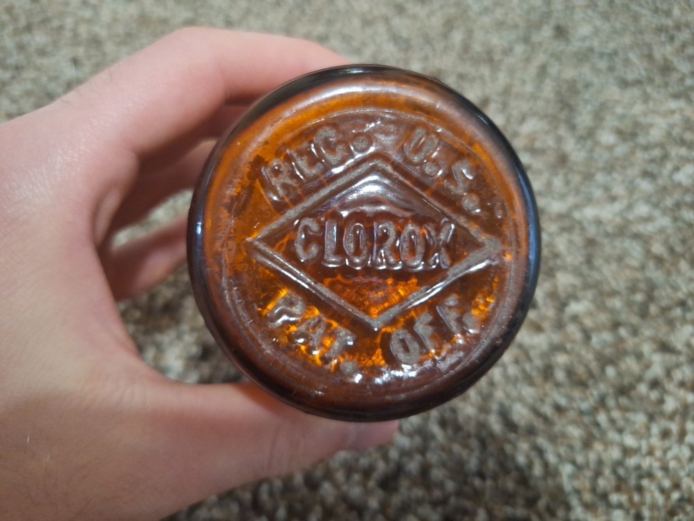 Antique 1930s Clorox Amber Embossed Bottle