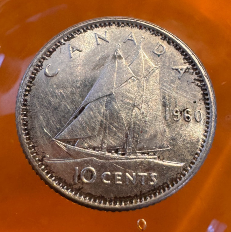 Shiny 1960 Canada Dime / .800 Silver