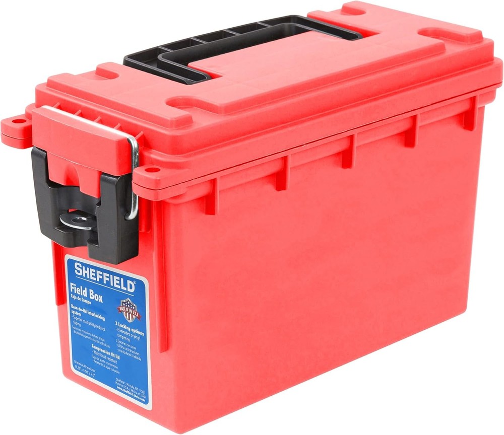 Sheffield 12636 Ammo Storage Box, Stackable .30 Cal Standard Single, Red