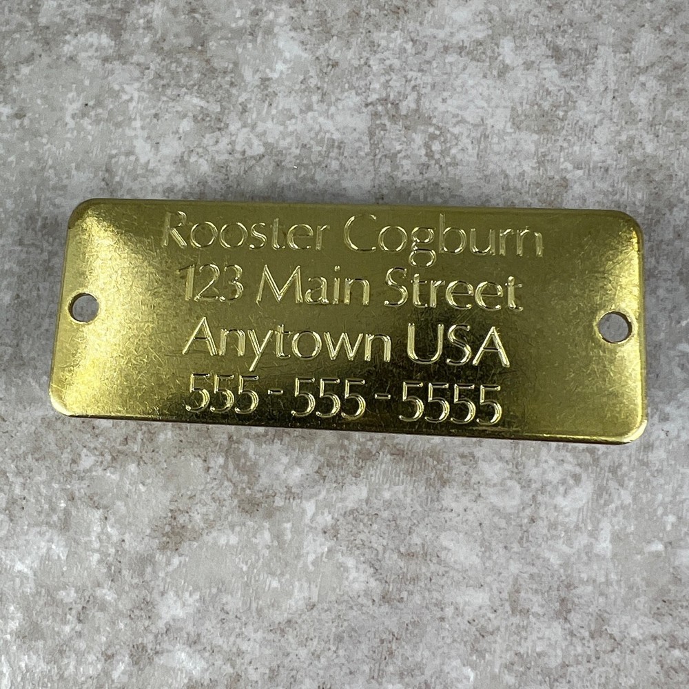 Custom Engraved Tags Personalized NAME PLATE ID Name Plate RUSTIC BRASS MEDIUM