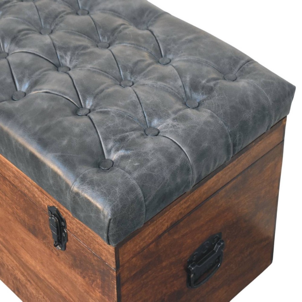 Black Buffalo Leather Storage Trunk