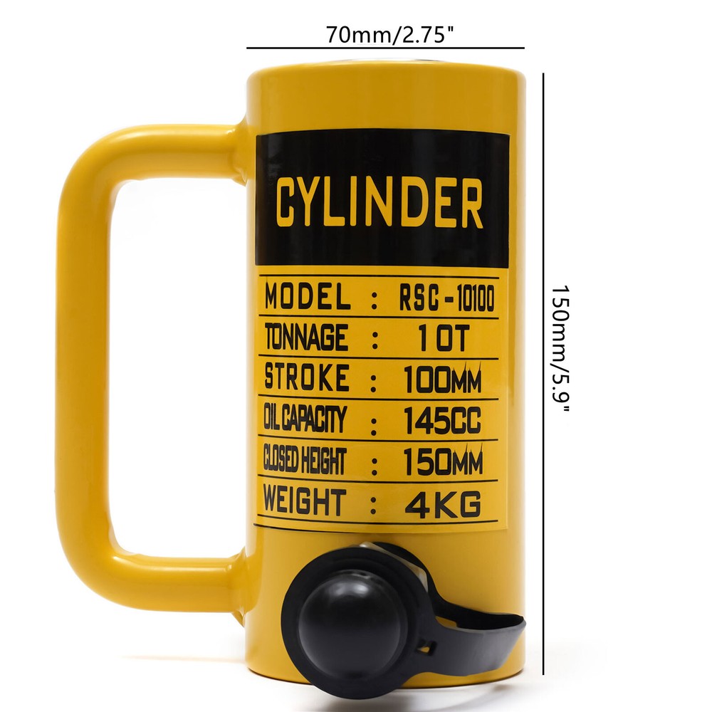 10 Ton Hydraulic Cylinder Jack Single Acting 4" Stroke Solid Hydraulic Ram Jack