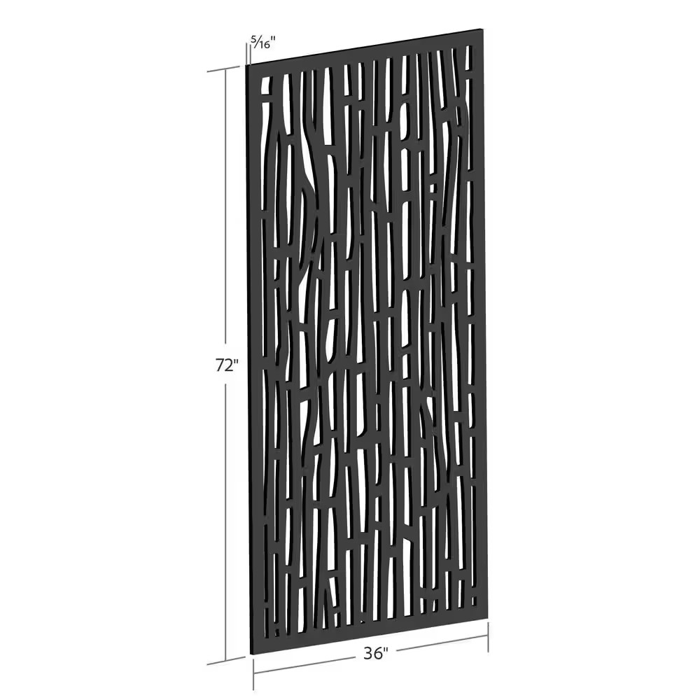 Bali 6 Ft. X 3 Ft. Charcoal Recycled Polymer Decorative Screen Panel, Wall Decor
