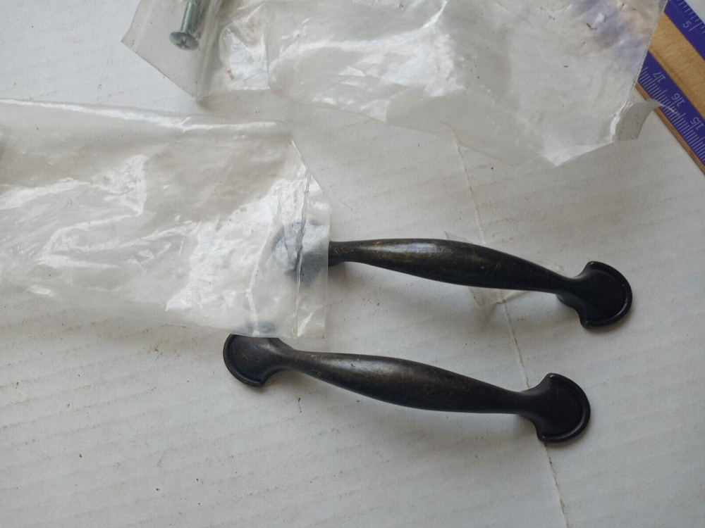 2 NEW cabinet drawer closet handles and knobs lot brass