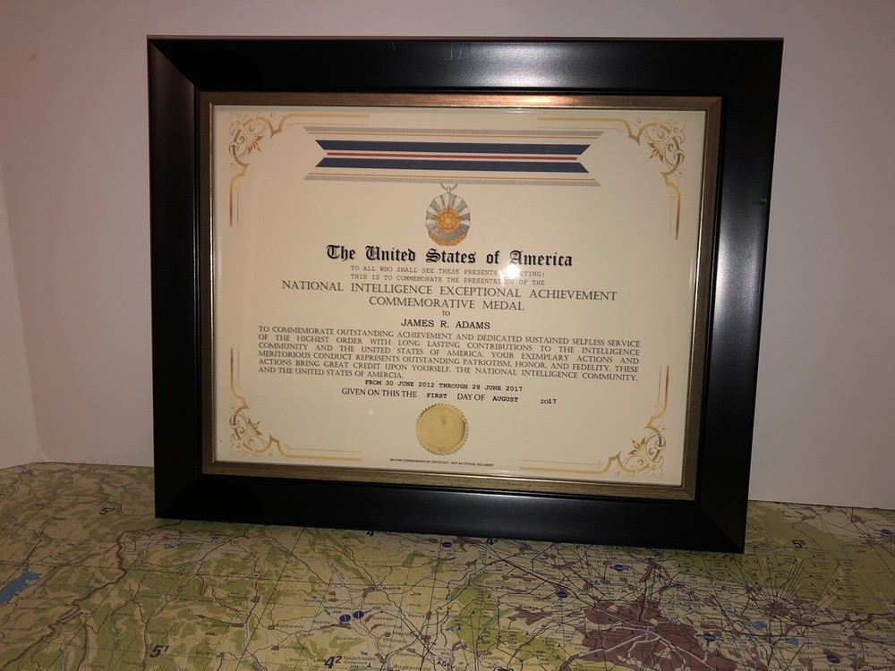 NATIONAL INTELLIGENCE EXCEPTIONAL ACHIEVEMENT COMMEMORATIVE CERTIFICATE Type-1