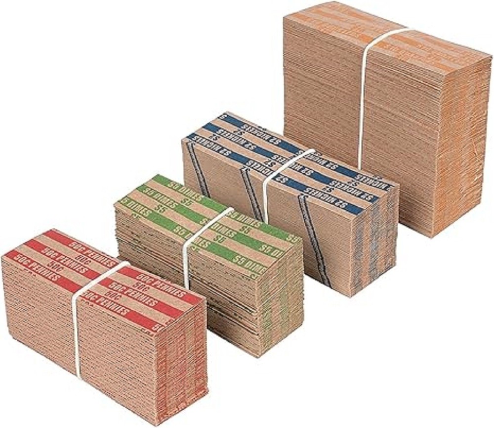 Coin Wrappers Assorted 500 Flat Stripped Roll 500 Assorted 500 Pcs