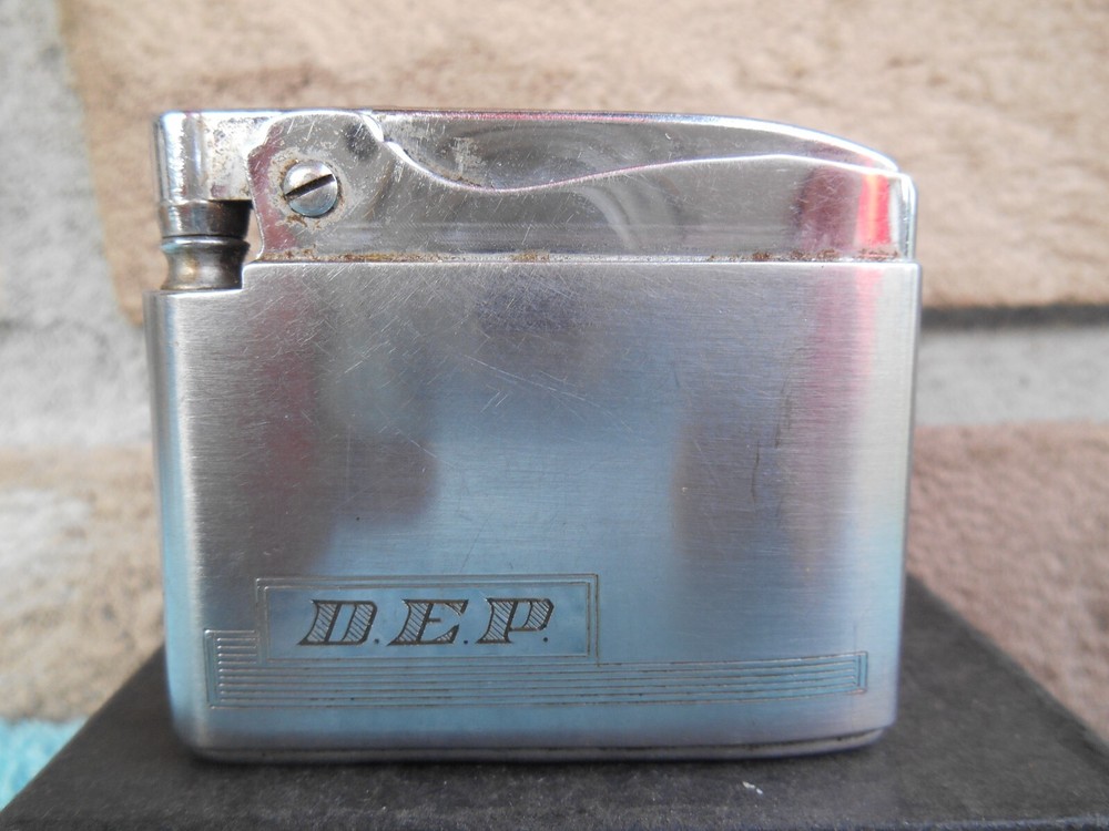 VINTAGE RONSON ADONIS AUTOMATIC CIGARETTE LIGHTER. D.E.P. WEDDING DAY 8-17-56