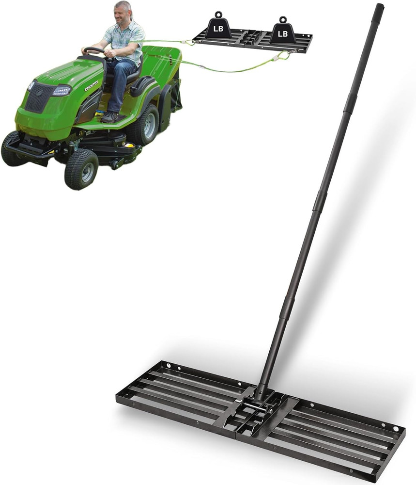 Adjustable Lawn Leveling Rake with Durable Stainless Steel Handle