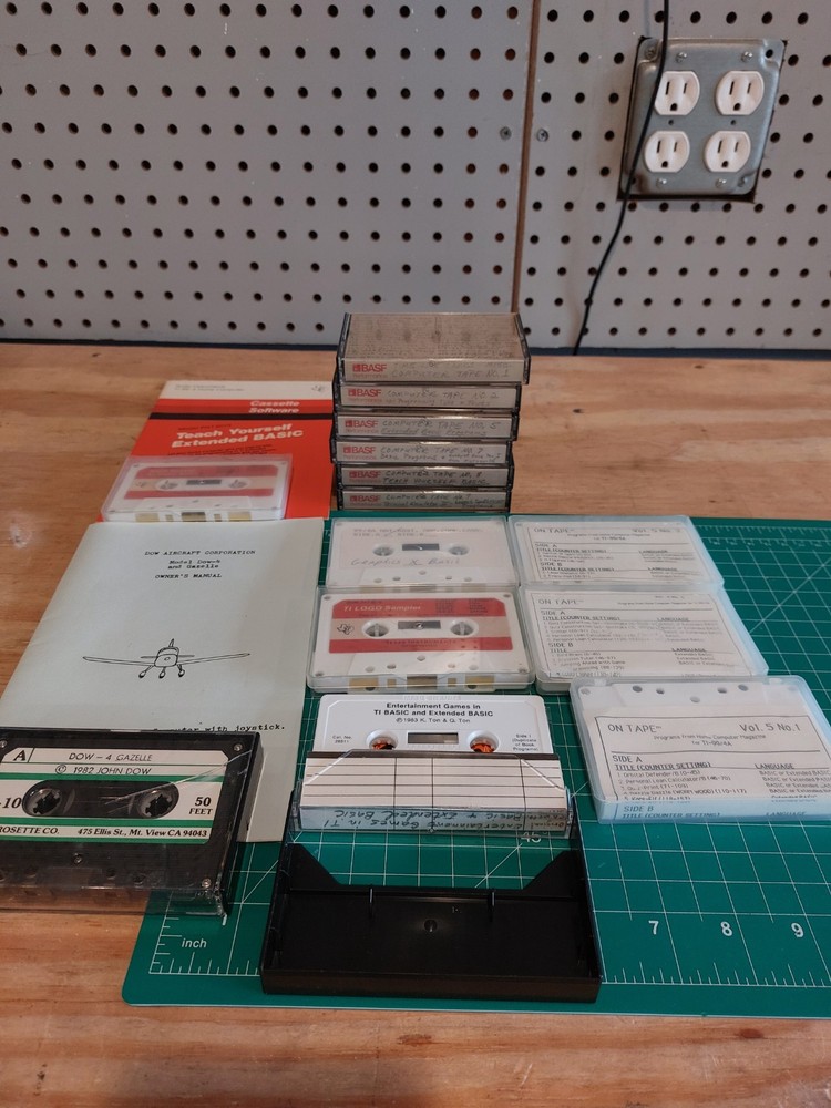 TI-99/4A Cassette Lot Games Basic Extended Programs Dow Aircraft Home Computer