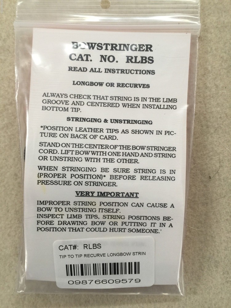 Bateman Traditional Recurve or Longbow Stringer Tip to Tip Leather bow Stringer