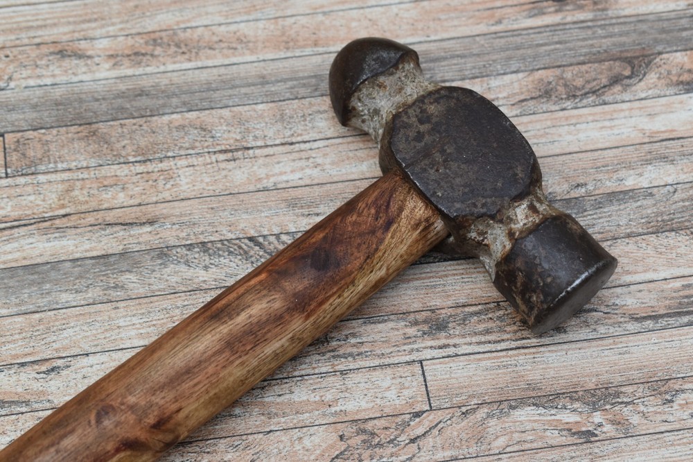 Used Iron Blacksmith Hammer Silversmith Carpentry Work Round Head Hammer Tool