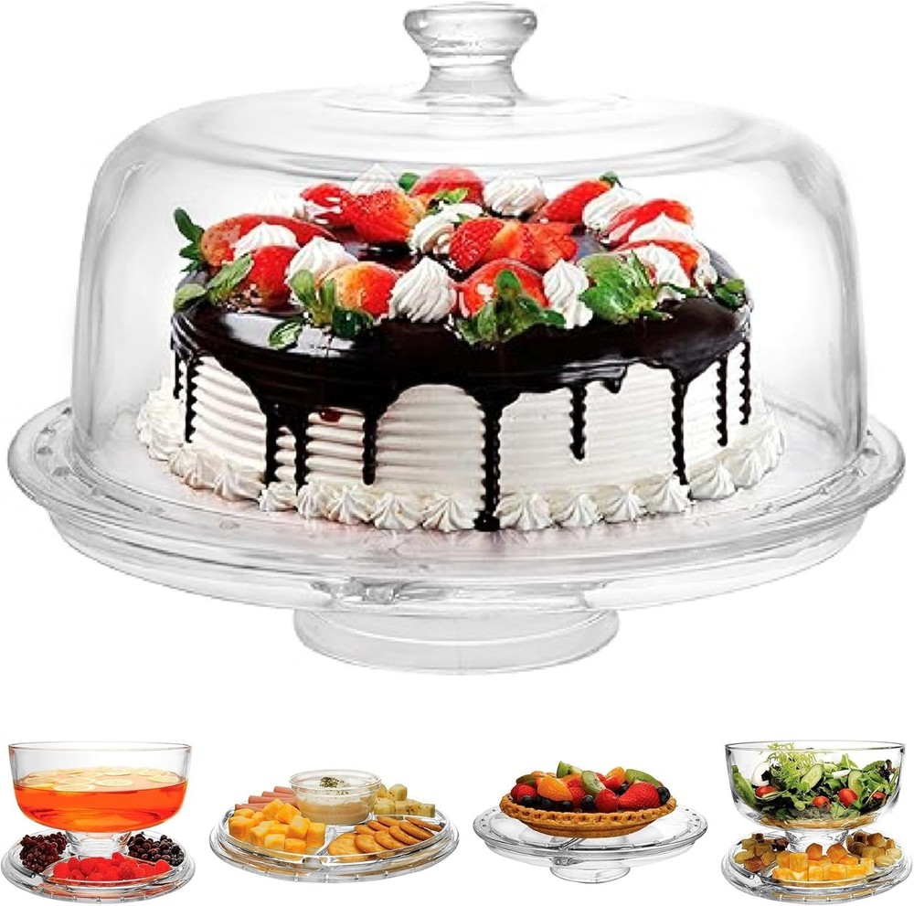 Multifunctional 12" Acrylic Cake Stand - Ultimate 6 in 1 Serving Experience