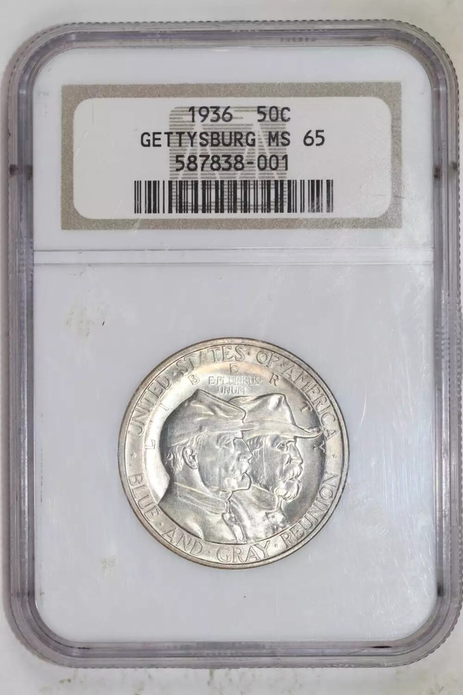 1936 GETTYSBURG SILVER COMMEMORATIVE HALF DOLLAR NGC MS65
