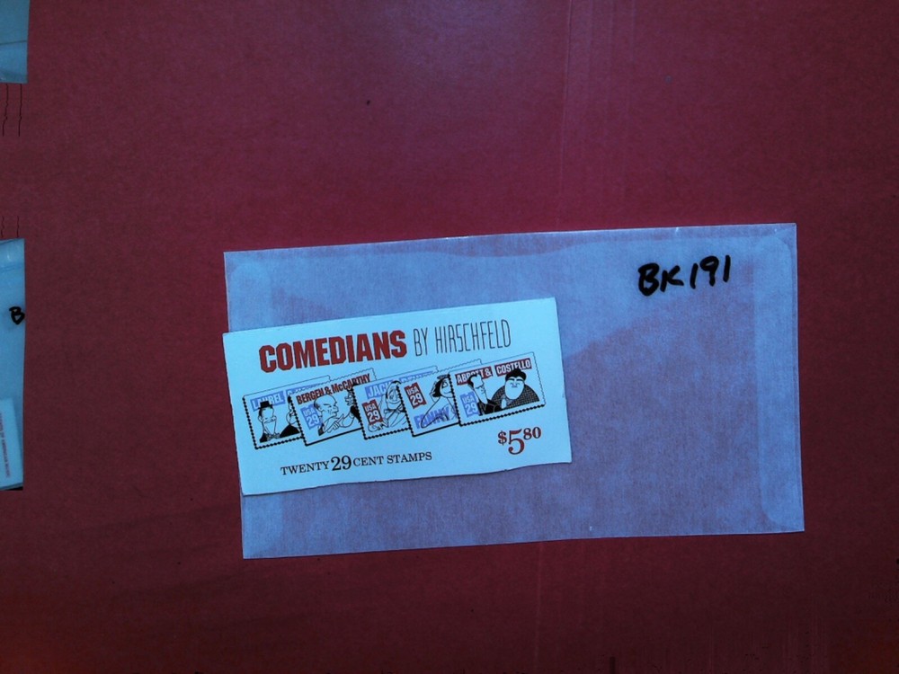 U. S. Stamp booklet - Scott #BK191  -Hirschfeld comedians 29 cent